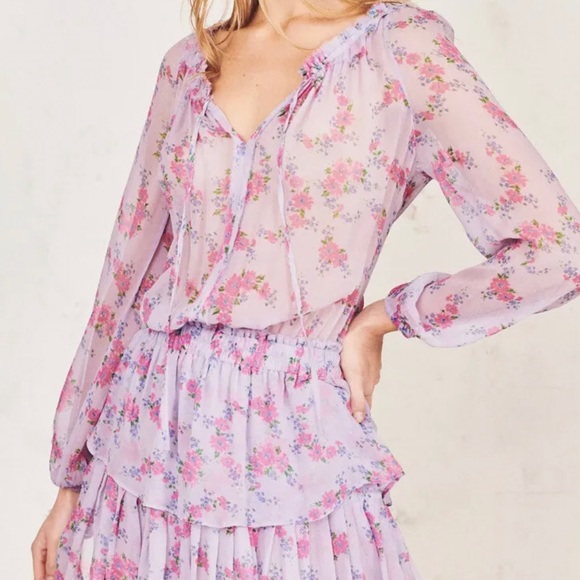 Purple and Pink Floral LoveShack Fancy Dress - Picture 2 of 3